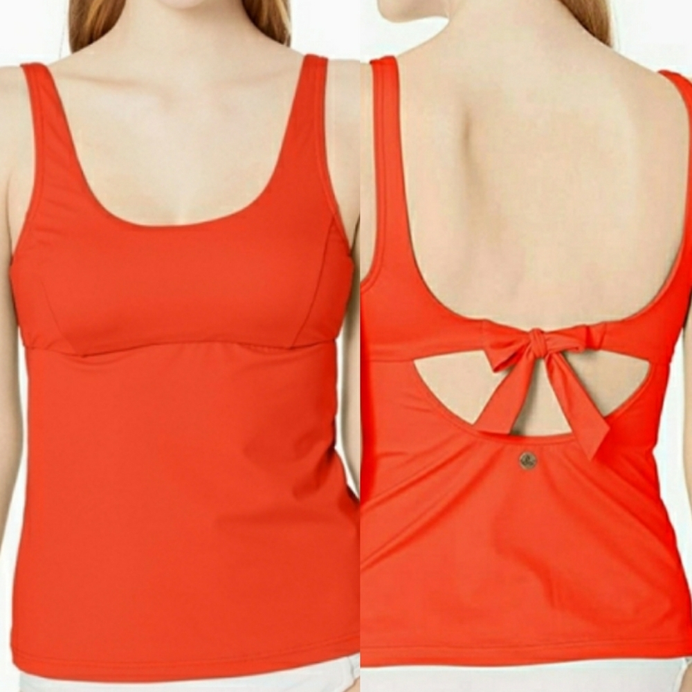 NWT PRANA Tankini Top Tie Back Orange Flame Size XS